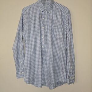 PETER MILLAR Button Down Shirt Long Sleeve Men's Medium Plaid Lightweight